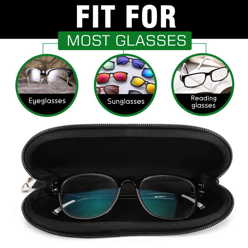 MoKo Eyeglasses Case, (2 Pack) Soft Zippered Neoprene Sunglasses Pouch Protective Eyewear Case Bag with Clip for Men and Women, Black and Leopard - Image 4